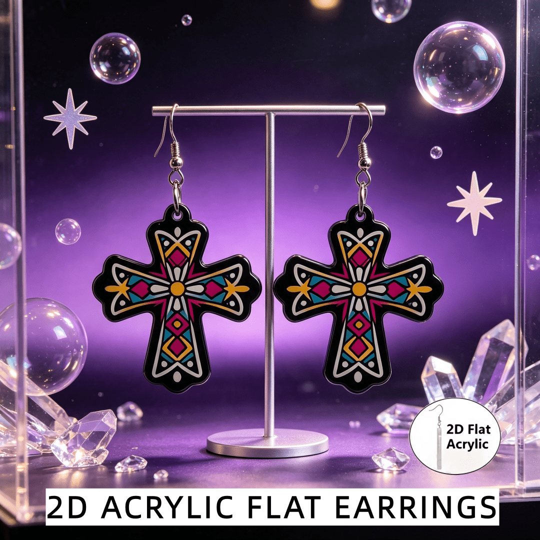 Women's Vintage Bohemian Geometric Cross Acrylic Drop Earrings